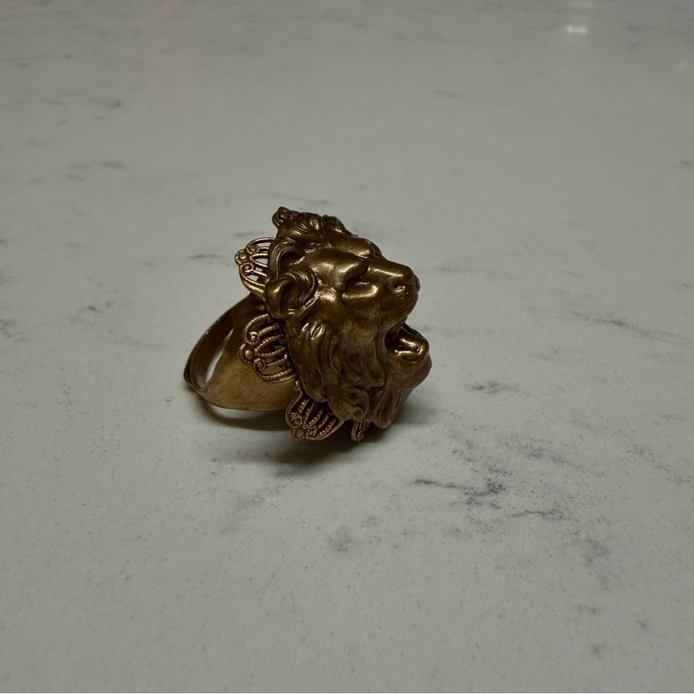 Vintage Lion Ring Adjustable Statement Piece - image 3